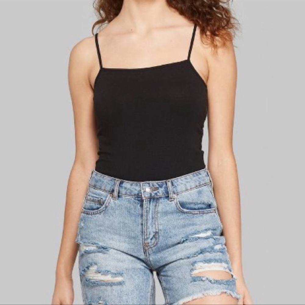 Wild Fable plain black cropped spaghetti strap tank top